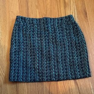JCREW Tweed Skirt - Black, Green and Blue. Size 00